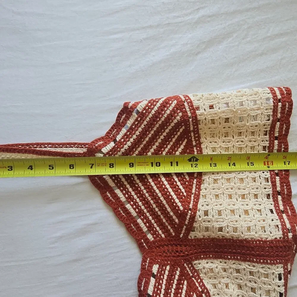 Jason Wu Crochet Knit Camisole Top Size 10 Cream Brown Boho Cottage Festival - Picture 7 of 7